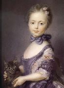 Jean-Baptiste Peronneau A Girl with a Kitten Norge oil painting reproduction